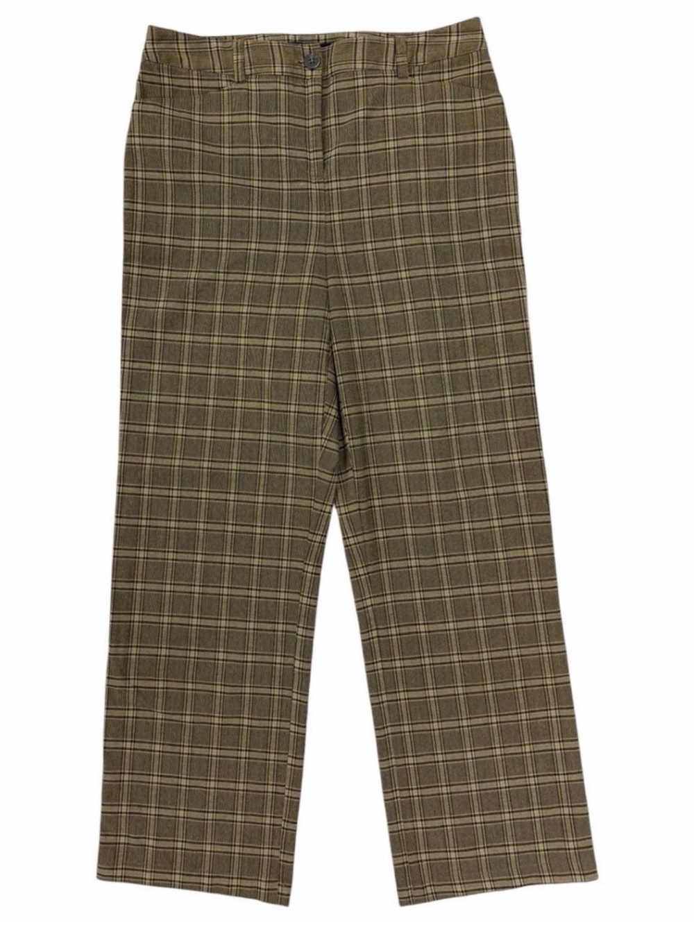 VTG Chadwicks Green & Brown Plaid Straight Leg Trouser Pants